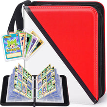 Load image into Gallery viewer, Card Binder – 9 Pocket Zipper Collection Album, Premium PU Holder, Double-Sided Display for 400 Cards, Includes 5 Hard Plastic Sleeves for Game Cards, Sports Cards

