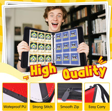 Load image into Gallery viewer, Card Binder – 9 Pocket Zipper Collection Album, Premium PU Holder, Double-Sided Display for 400 Cards, Includes 5 Hard Plastic Sleeves for Game Cards, Sports Cards
