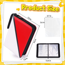 Load image into Gallery viewer, Card Binder – 4 Pocket Zipper Collection Album, Premium PU Holder, Double-Sided Display for 400 Cards, Includes 5 Hard Plastic Sleeves for Game Cards, Sports Cards
