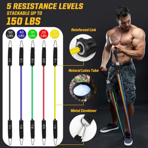 Exercise Resistance Band Set- 14 Pcs Workout Fitness Bands